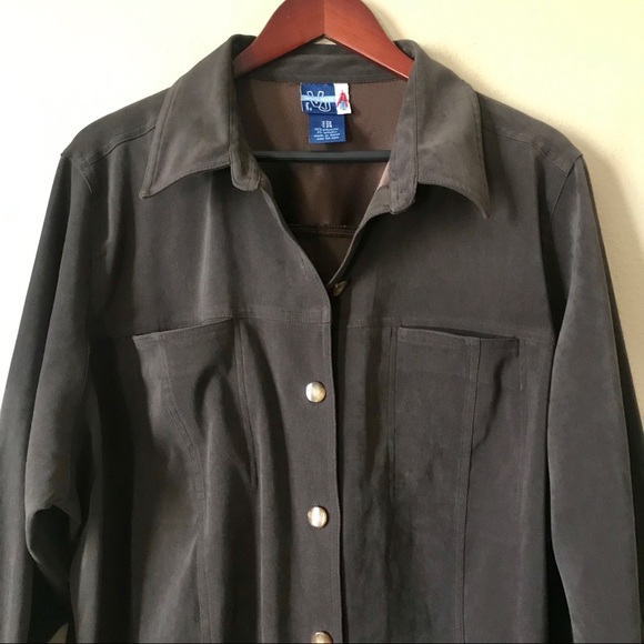 Vintage VENEZIA JEANS Faux Suede Lightweight Brown Jacket - Picture 2 of 8